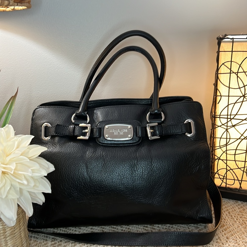 Michael Kors Black Satchel Handbag with short and long straps